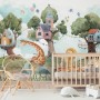 Kids Forest Animals with Treehouse Wallpaper Mural