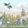 Kids Dragons Fairytale Cute Prince and Princess Wallpaper Mural
