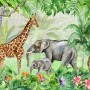 Kids Safari Watercolor Tropical  Forest Jungle Animals Wallpaper Mural