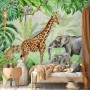 Kids Safari Watercolor Tropical  Forest Jungle Animals Wallpaper Mural
