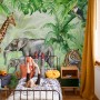 Kids Safari Watercolor Tropical  Forest Jungle Animals Wallpaper Mural