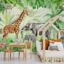 Kids Safari Watercolor Tropical  Forest Jungle Animals Wallpaper Mural