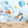 Cute Flying Panda & Animals Kids Nursery Wallpaper Mural
