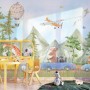 Kids Cute Watercolor Animals in the Bus Wallpaper Mural