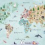 Kids Watercolor World Map Wallpaper Mural
