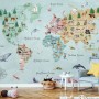 Kids Watercolor World Map Wallpaper Mural