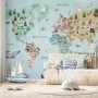 Kids Watercolor World Map Wallpaper Mural