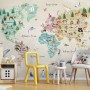 Kids Watercolor World Map Wallpaper Mural