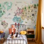 Kids Watercolor World Map Wallpaper Mural