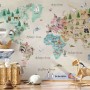 Kids Watercolor World Map Wallpaper Mural
