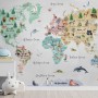 Kids Watercolor World Map Wallpaper Mural