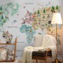 Kids Watercolor World Map Wallpaper Mural