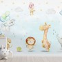 Kids Nursery Safari Animals Playing Wallpaper Mural