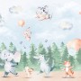 Kids Cute Animals Dancing in the Forest Wallpaper Mural