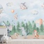 Kids Cute Animals Dancing in the Forest Wallpaper Mural
