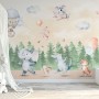 Kids Cute Animals Dancing in the Forest Wallpaper Mural