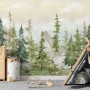 Watercolor Pine Tree Kids Nursery Forest Wallpaper Mural