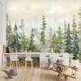 Watercolor Pine Tree Kids Nursery Forest Wallpaper Mural