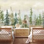 Watercolor Pine Tree Kids Nursery Forest Wallpaper Mural