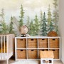 Watercolor Pine Tree Kids Nursery Forest Wallpaper Mural