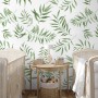 Watercolor Green Palm Leaf Pattern Wallpaper Mural