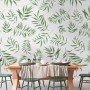 Watercolor Green Palm Leaf Pattern Wallpaper Mural