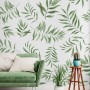 Watercolor Green Palm Leaf Pattern Wallpaper Mural