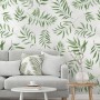 Watercolor Green Palm Leaf Pattern Wallpaper Mural