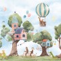 Cute Flying Animals with Treehouse for Kids Nursery Wallpaper Mural