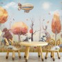 Kids Winter Animals with Zeppelin Wallpaper Mural