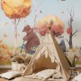 Kids Winter Animals with Zeppelin Wallpaper Mural