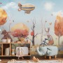 Kids Winter Animals with Zeppelin Wallpaper Mural