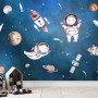 Kids Watercolor Space with Planets Wallpaper Mural