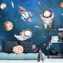 Kids Watercolor Space with Planets Wallpaper Mural