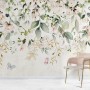 Watercolor Soft Floral with Green Leaves Wall Mural