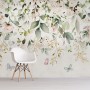 Watercolor Soft Floral with Green Leaves Wall Mural