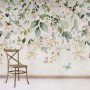 Watercolor Soft Floral with Green Leaves Wall Mural