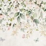 Watercolor Soft Floral with Green Leaves Wall Mural