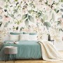 Watercolor Soft Floral with Green Leaves Wall Mural