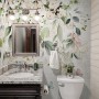 Watercolor Soft Floral with Green Leaves Wall Mural