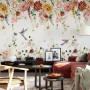 Watercolor Soft Floral with Birds Wallpaper Mural