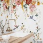 Watercolor Soft Floral with Birds Wallpaper Mural