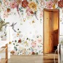 Watercolor Soft Floral with Birds Wallpaper Mural