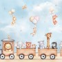 Cute Kids Animals on Train Wallpaper Mural