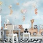 Cute Kids Animals on Train Wallpaper Mural