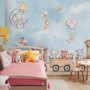 Cute Kids Animals on Train Wallpaper Mural
