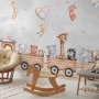 Cute Kids Animals on Train Wallpaper Mural