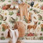 Nursery Watercolor Cute Forest Animals Pattern Wallpaper Mural