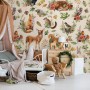 Nursery Watercolor Cute Forest Animals Pattern Wallpaper Mural