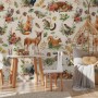 Nursery Watercolor Cute Forest Animals Pattern Wallpaper Mural